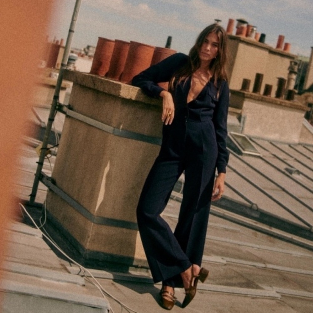 Sézane Ray Jumpsuit Navy sz 34